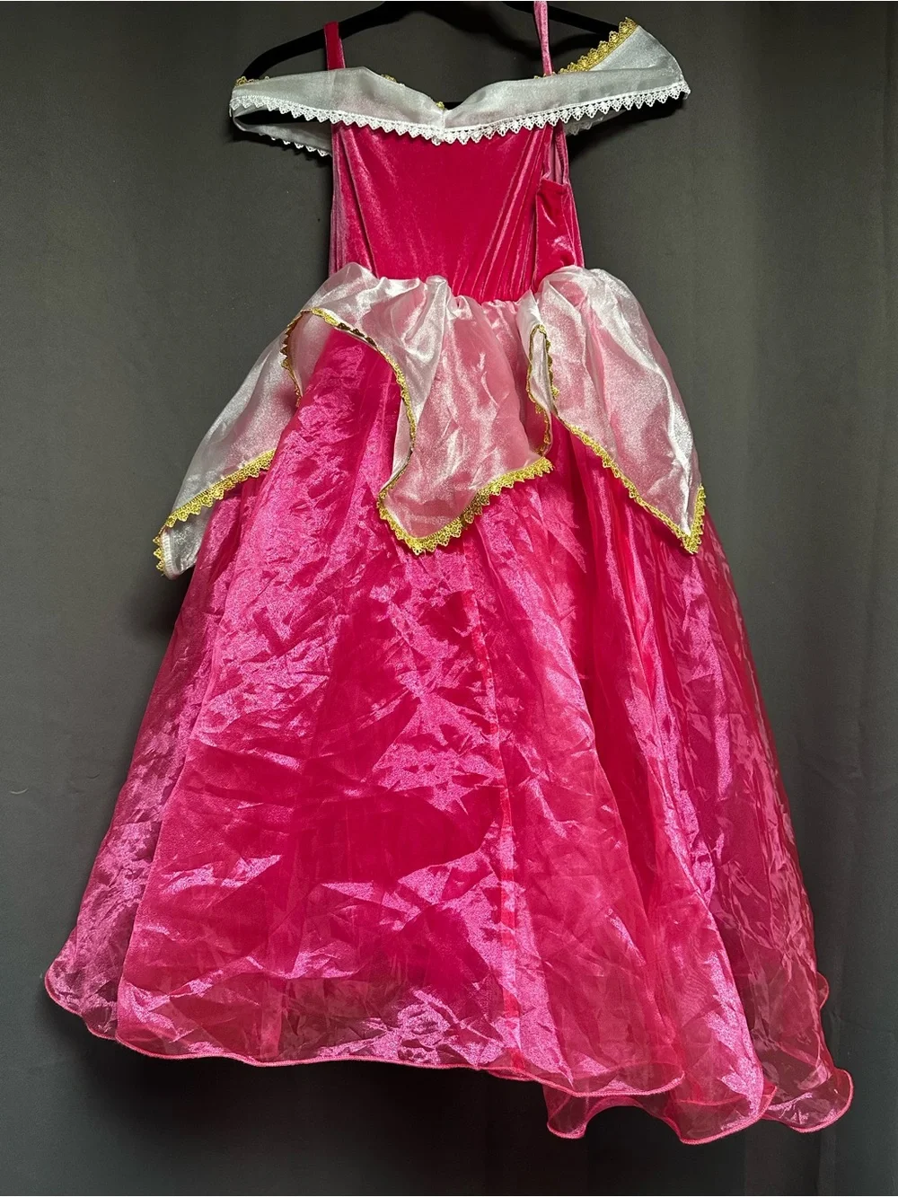 Girls' Pink Princess Costume Dress with Gold Trim